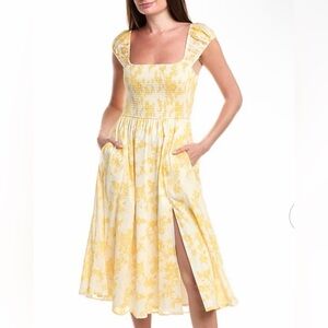 NWT Anthropologie Hutch Malone Midi Dress Size Large in Yellow